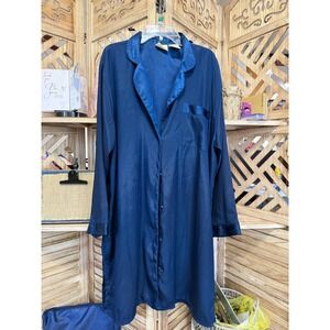Secret Treasures Ladies Large Button Front Navy Blue Nightshirt